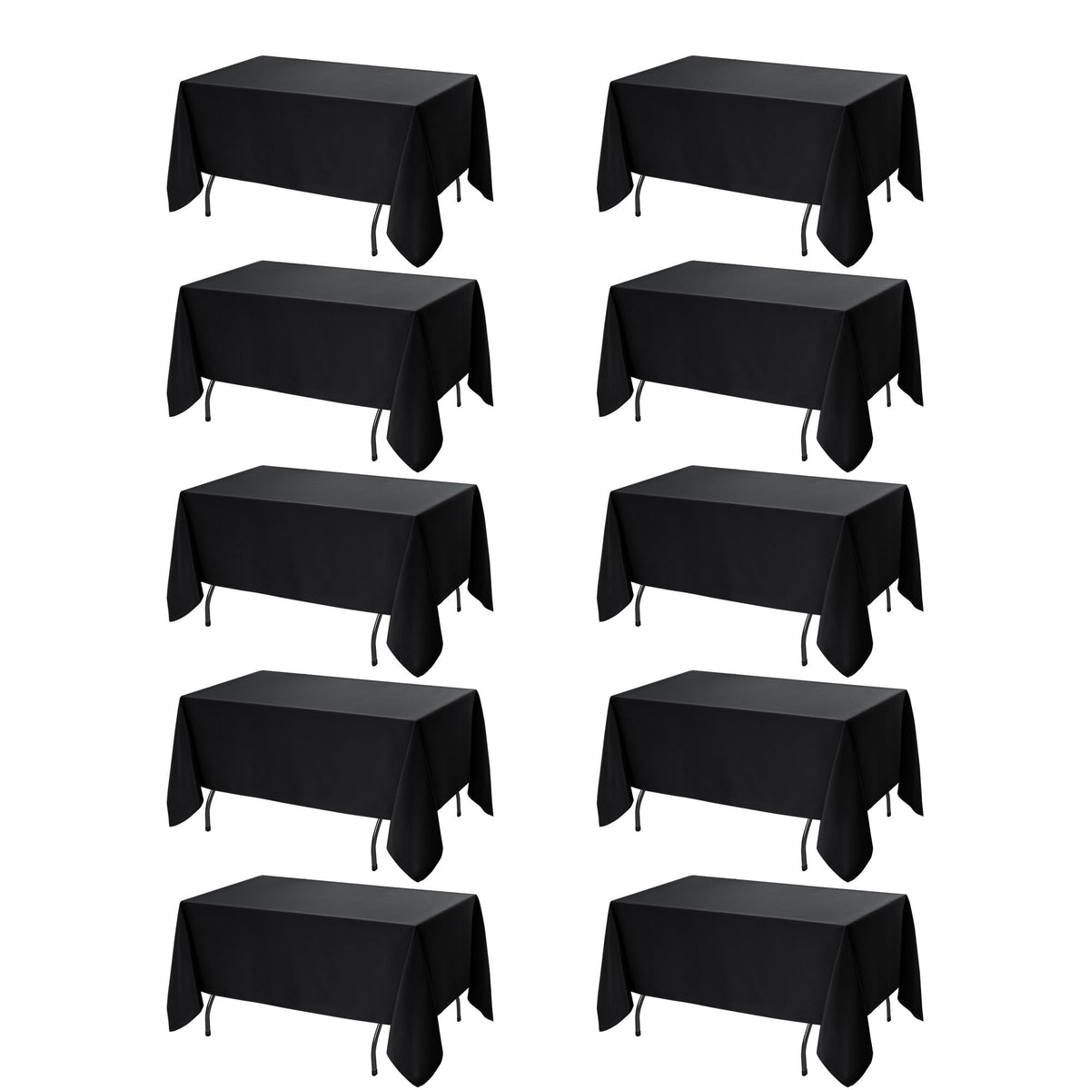 Dailyset black 60x120 tablecloth for rectangle tables with a crisp wrinkle-free drape.