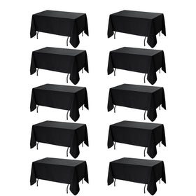 Dailyset black 60x120 tablecloth for rectangle tables with a crisp wrinkle-free drape.
