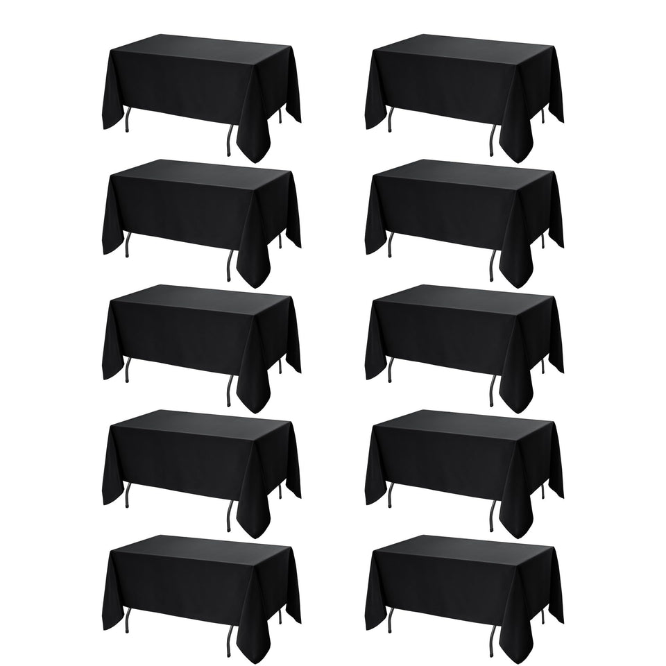 Dailyset black 60x120 tablecloth for rectangle tables with a crisp wrinkle-free drape.