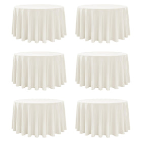 Dailyset ivory round tablecloth 120in flatlay with stain-resistant elegance for events