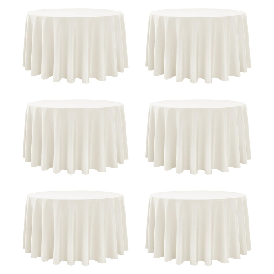 Dailyset ivory round tablecloth 120in flatlay with stain-resistant elegance for events