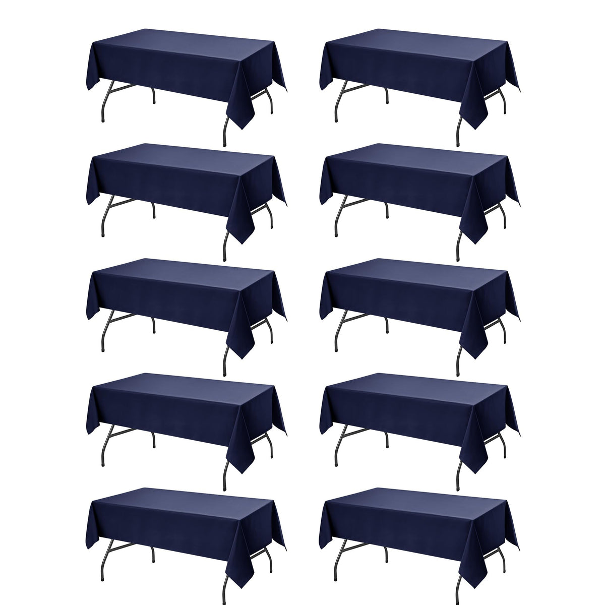 Dailyset navy tablecloth on a 6-foot table for a polished wedding setup.