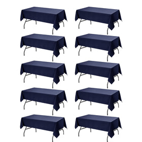 Dailyset navy tablecloth on a 6-foot table for a polished wedding setup.