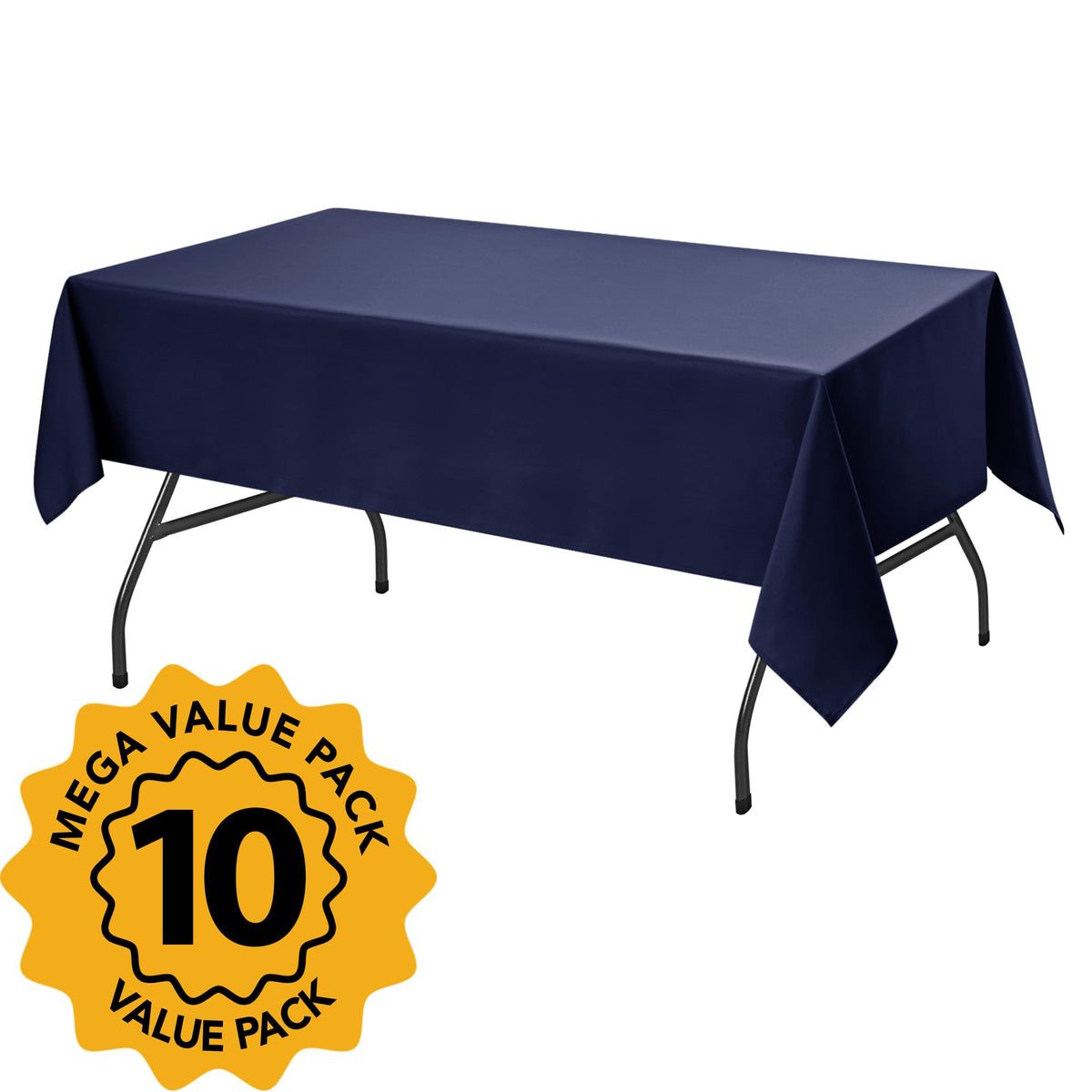 Dailyset navy tablecloth close-up shows wrinkle-free, smooth fabric.