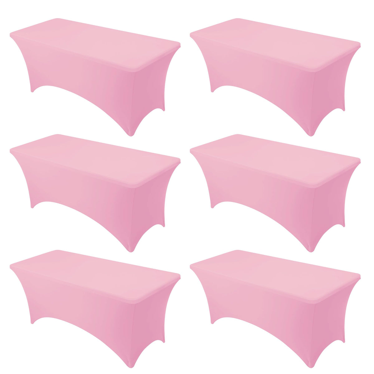 Dailyset pink spandex tablecloth on a 6ft table with secure fit