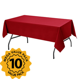 Dailyset stain-resistant red tablecloth closeup highlights spill-ready fabric for gatherings.