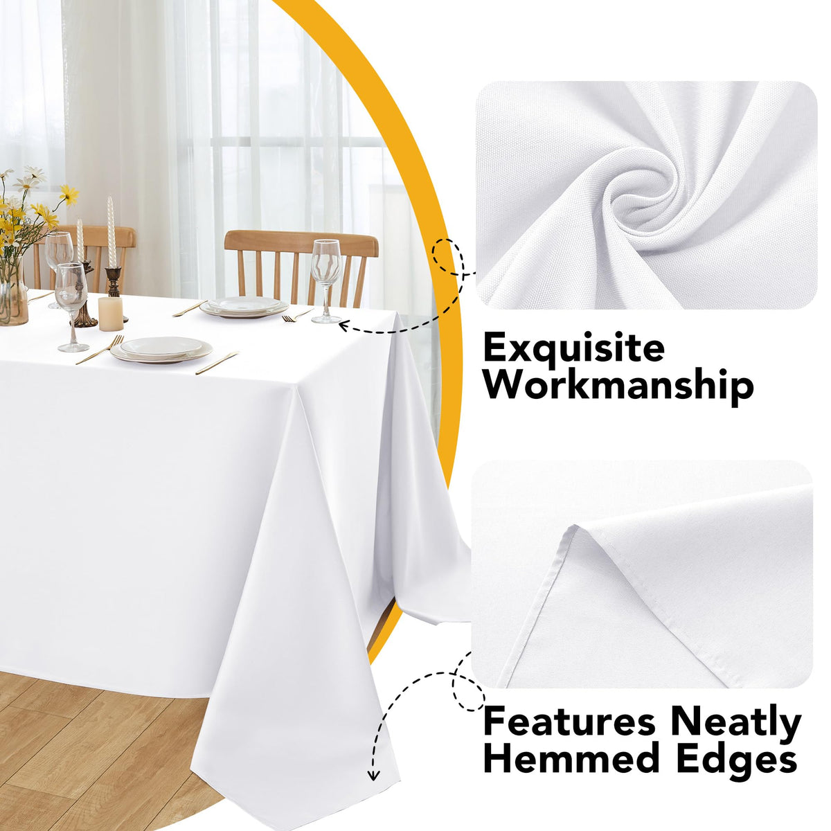 DailySet ten-pack white tablecloths ready for weddings or events.