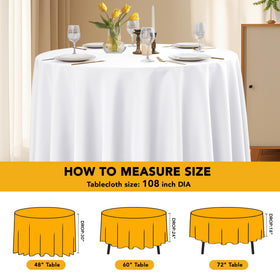 Dailyset wedding banquet white round tablecloth on a reception table.