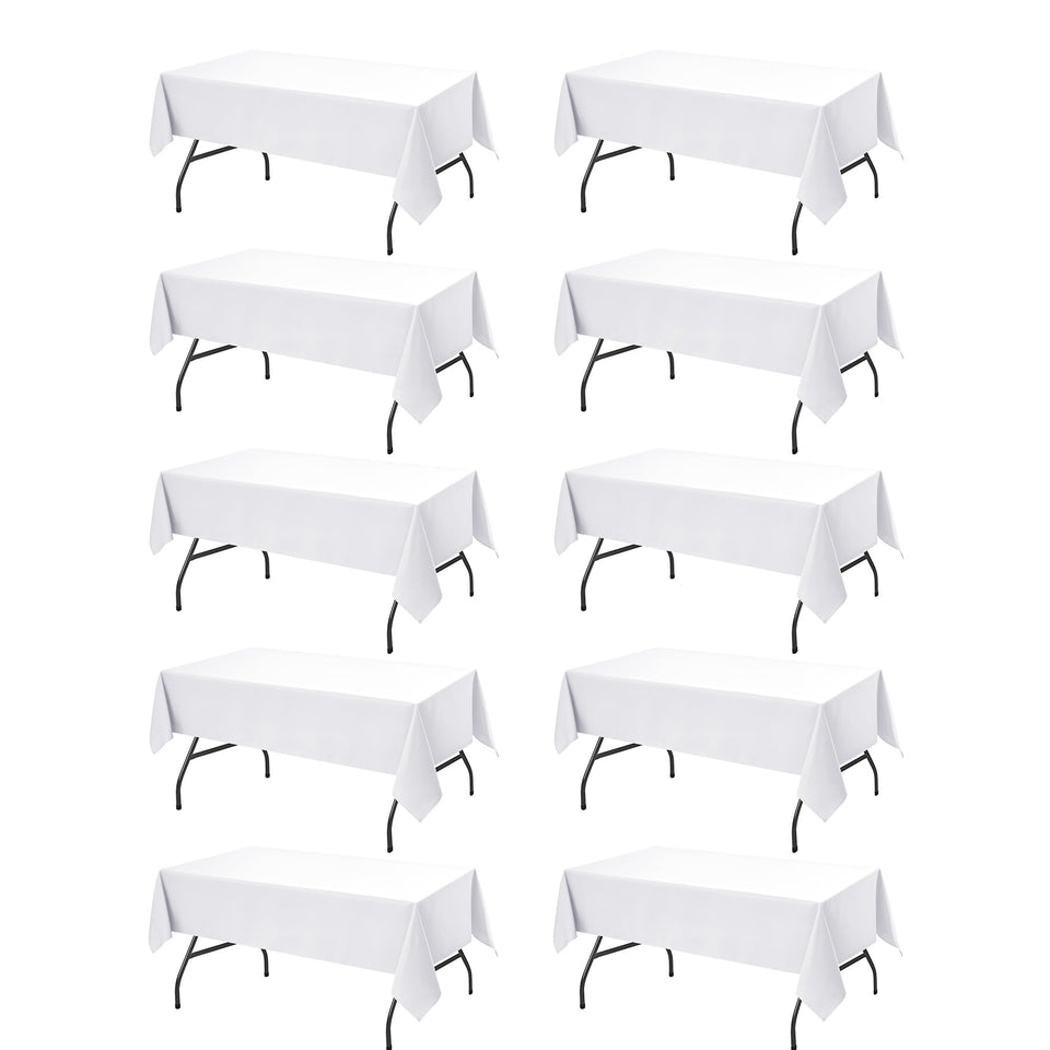 DailySet white tablecloth on a 60x102 rectangle table for a polished banquet.