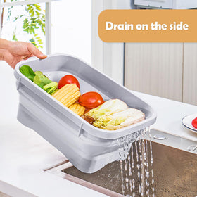 Daimix collapsible dish pans folded compact for space-saving storage.