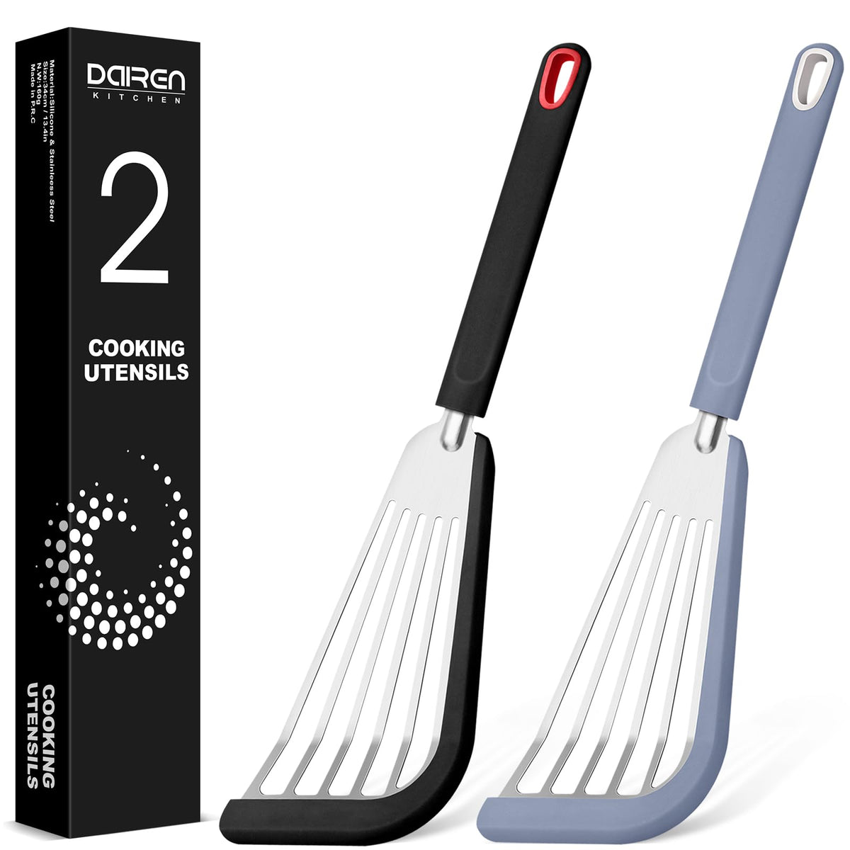 DaiRen Kitchen fish spatula with slotted thin edge for easy sliding beneath fish.