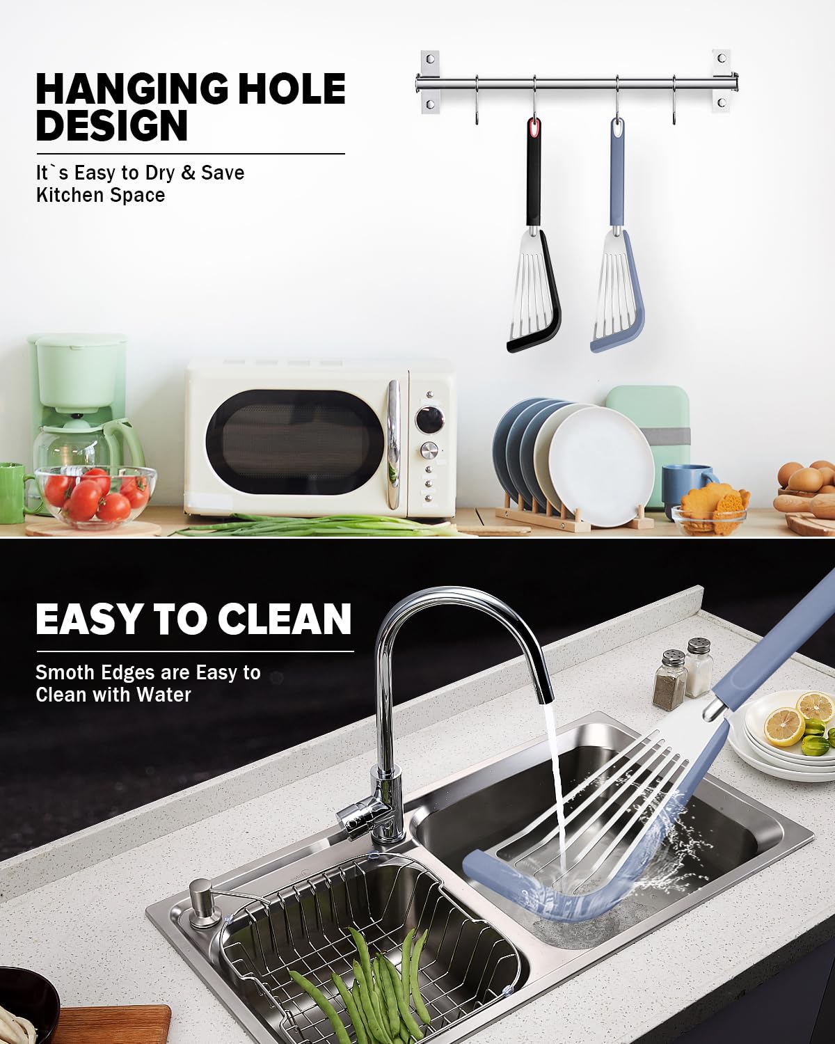 DaiRen Kitchen handy hanging loop aids organized storage after washing.