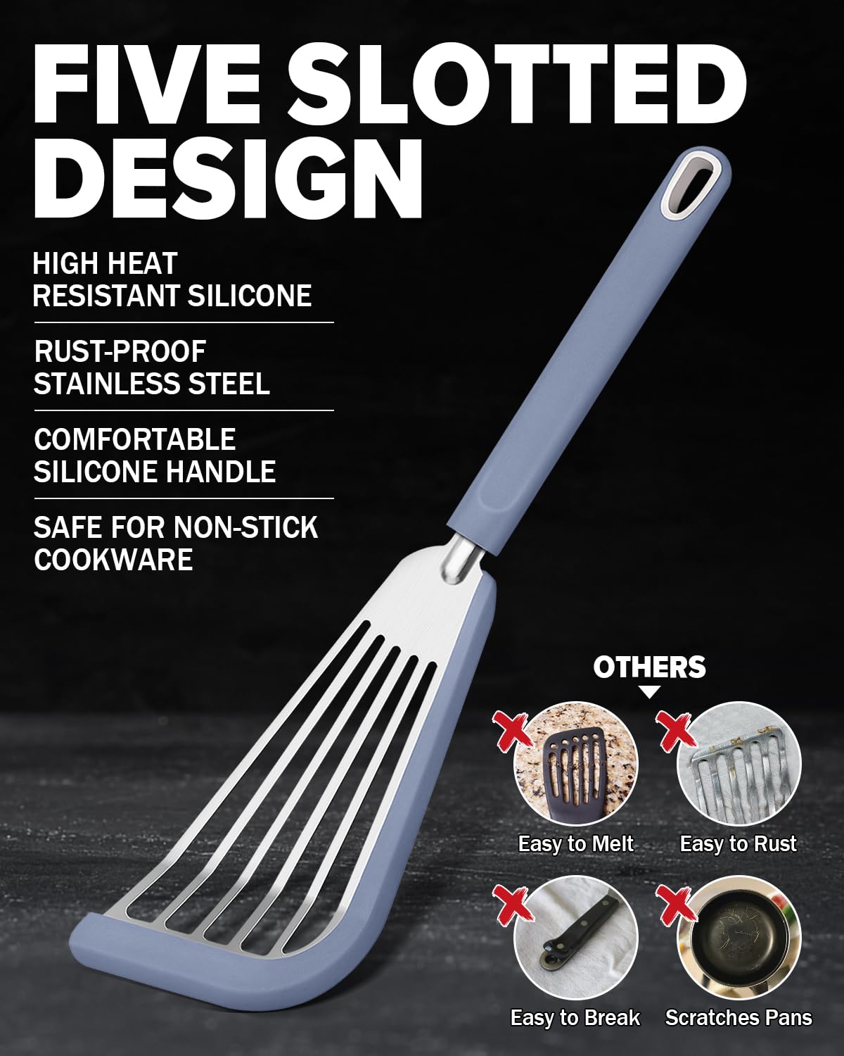 DaiRen Kitchen silicone-edge spatula ideal for nonstick pans and delicate foods.