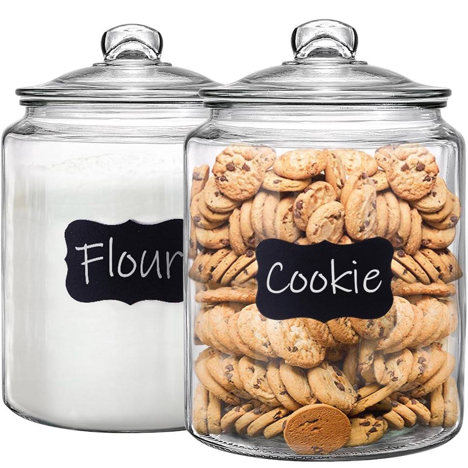 Daitouge 1.5-gallon glass canisters on counter display showcasing durable storage.