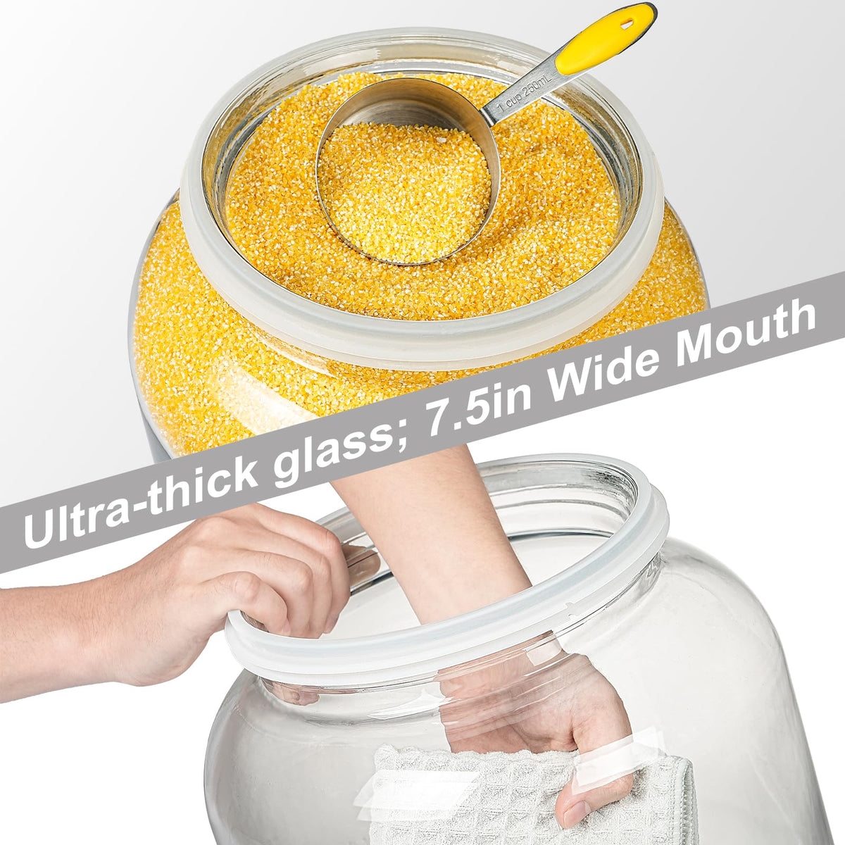 Daitouge clear glass canister shows contents clearly