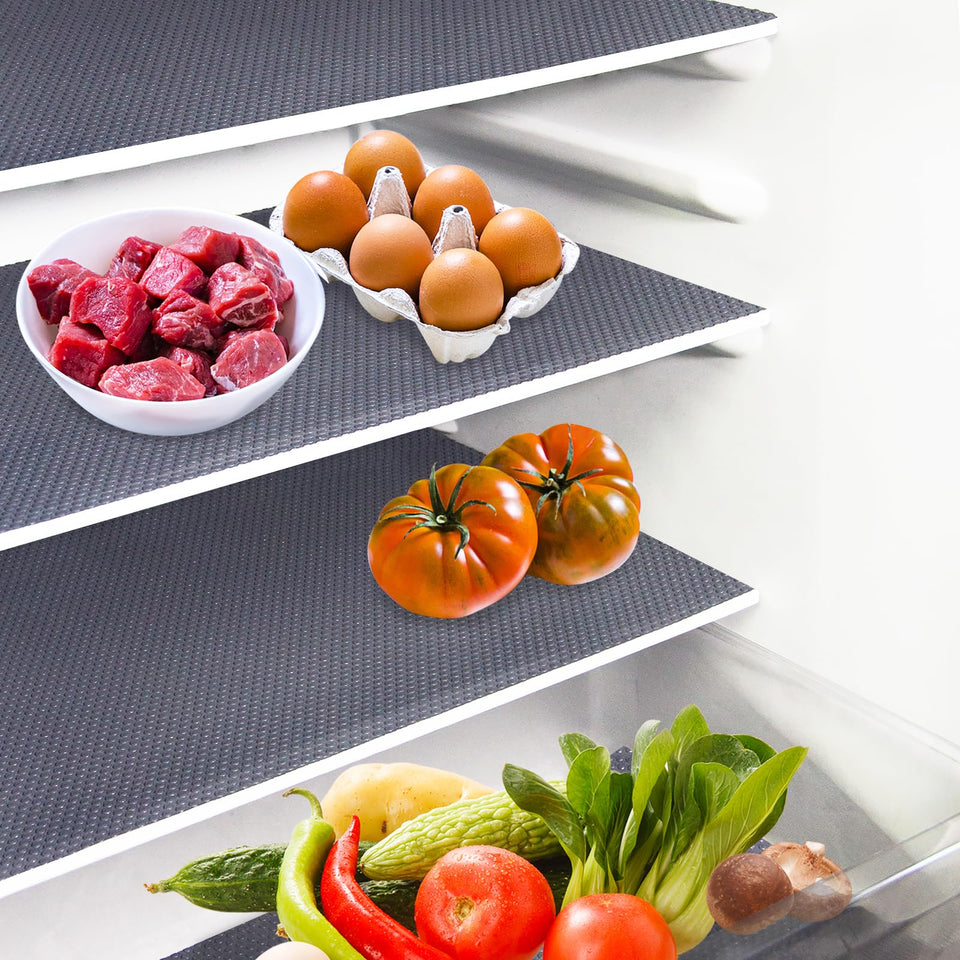 Daixers 10-piece grey fridge mats on shelves protect from spills