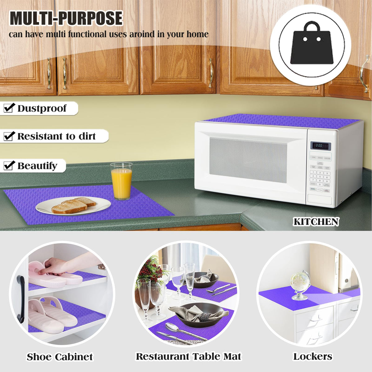 Daixers versatile liners used in drawers and cabinets for organization.