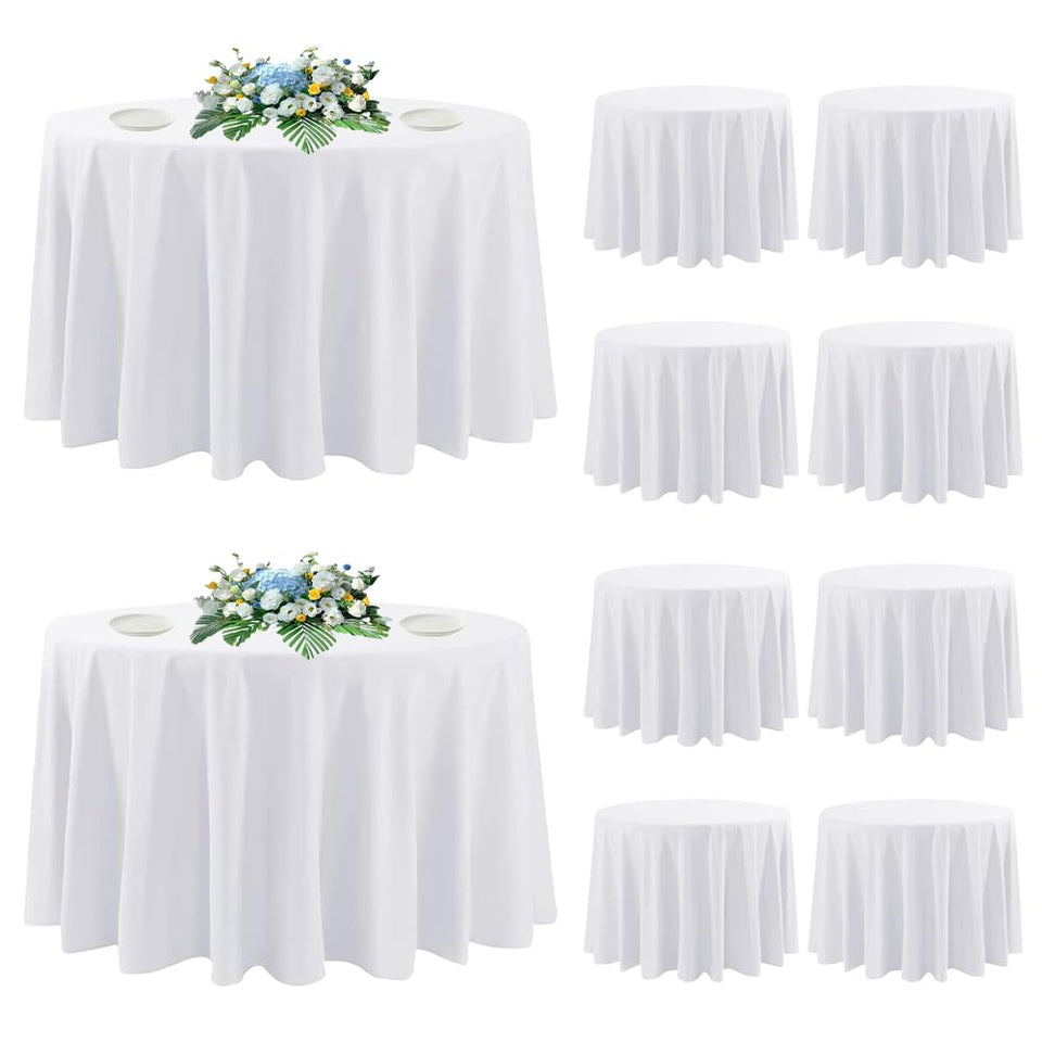 DAKKIONY 10-pack round tablecloth 120 inch white protects and elevates dining tables.