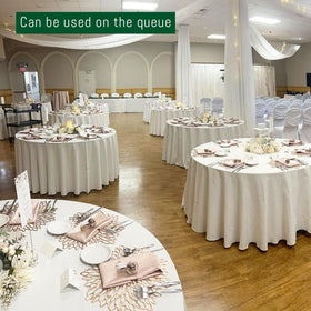 DAKKIONY polyester round tablecloth 120 inch white offers durable, easy-care fabric.