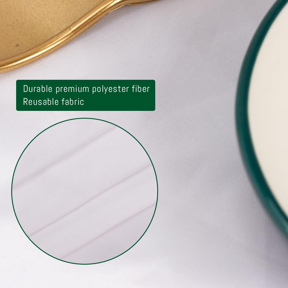 DAKKIONY wedding-ready round tablecloth 120 inch white for elegant reception tables.