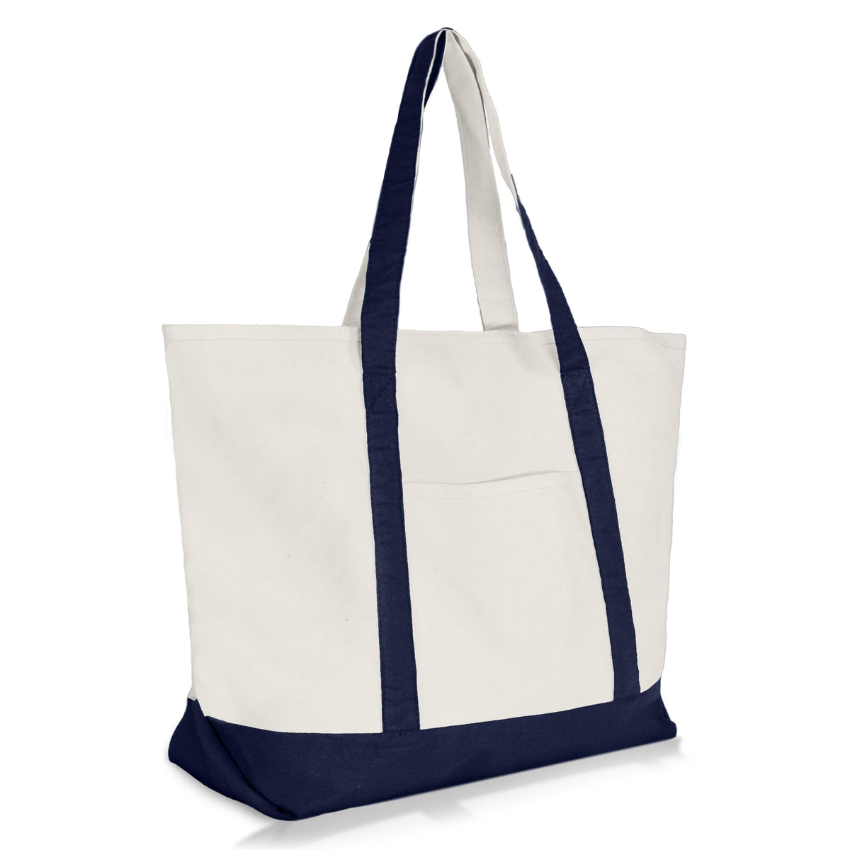 DALIX 22-inch cotton canvas tote front view; spacious, durable shopping bag