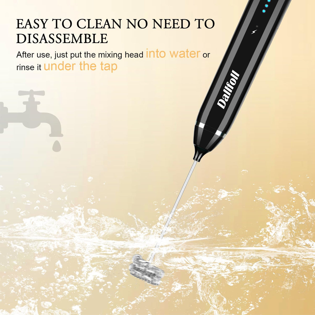 Dallfoll easy-clean design with removable whisk for quick rinsing.