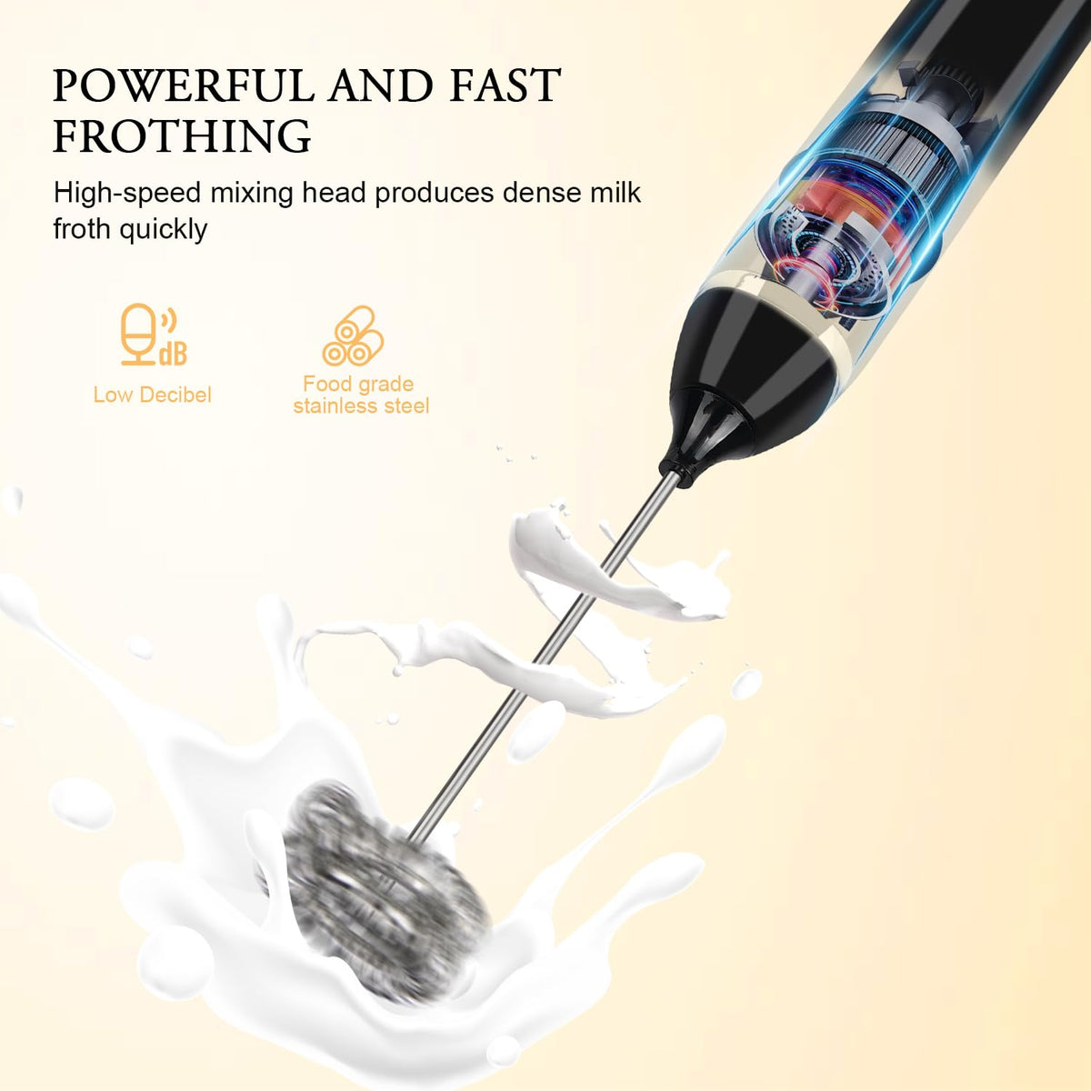 Dallfoll usb charging to indicate cordless operation for quick milk frothing.