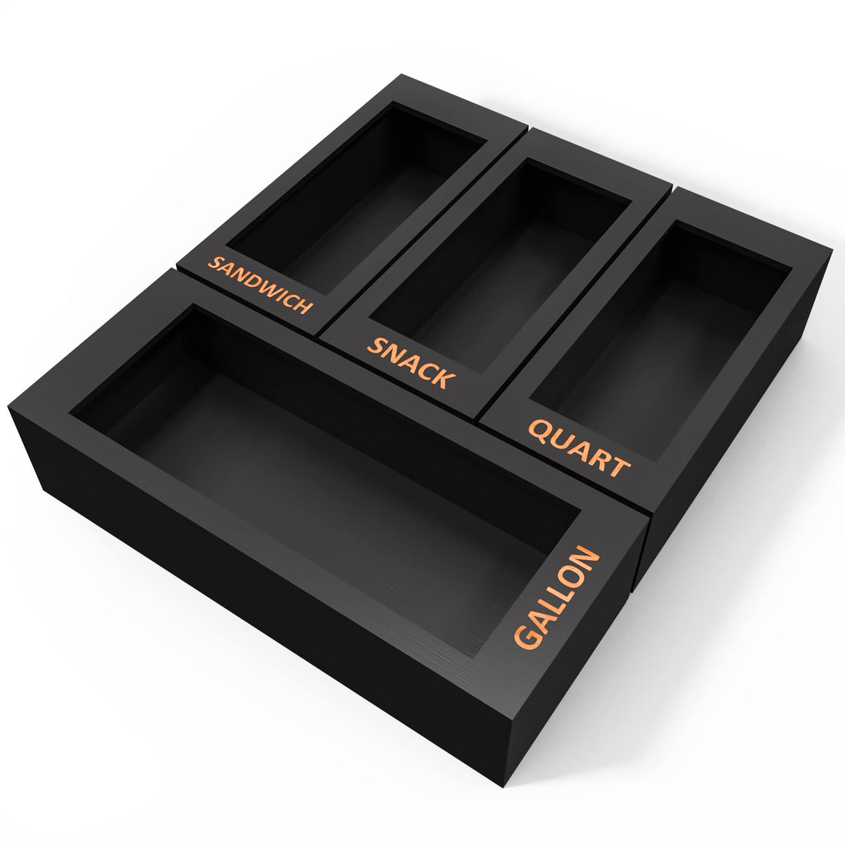DALSHABET bamboo storage bag organizer with four compartments neatly arranged in a drawer