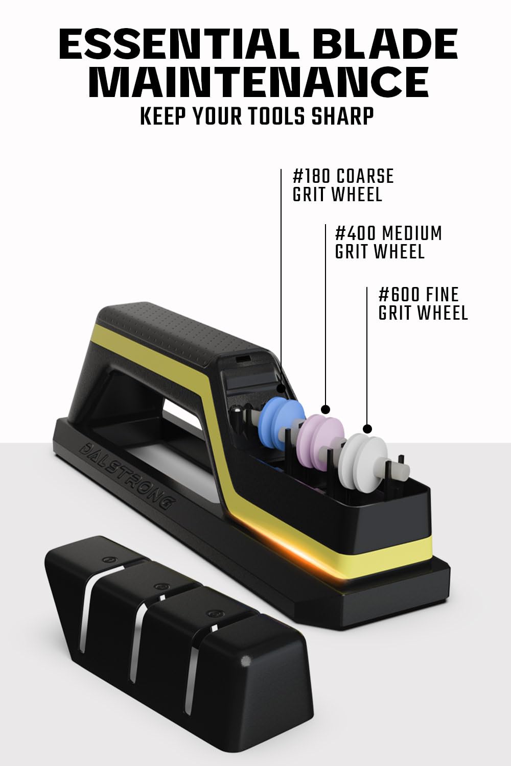 Dalstrong Hornet sharpener aluminum base with non-slip feet provides durable stability.