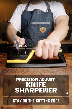 Dalstrong Hornet sharpener wheels setup 180-400-600 demonstrates three-stage edge refinement.