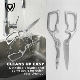 Dalstrong scissors with detachable blades shown for easy cleaning after use