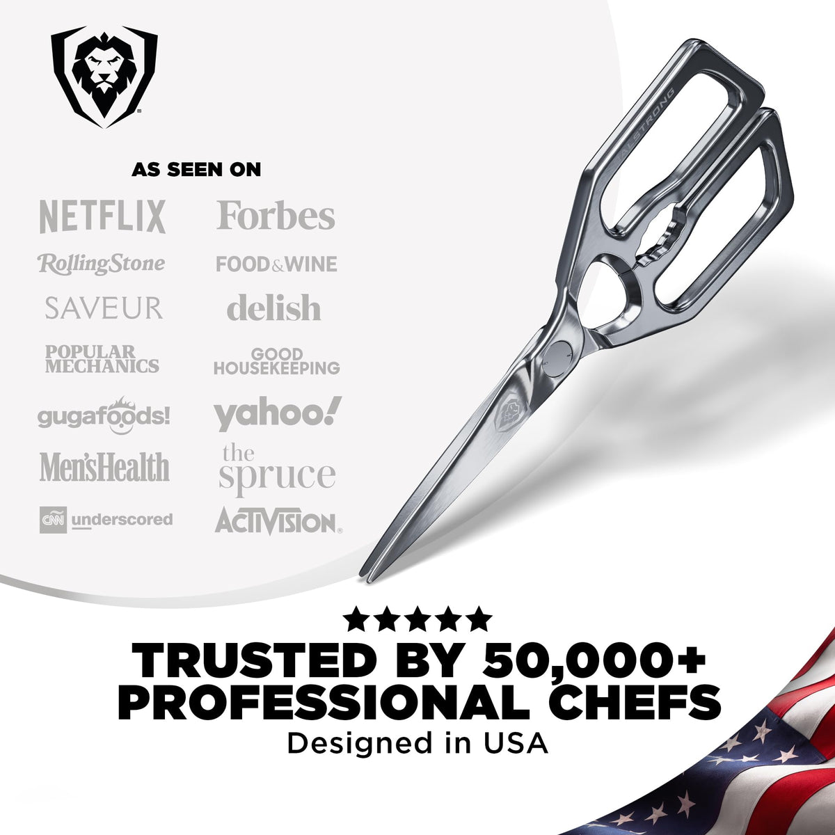 Dalstrong single-piece steel handle provides enduring strength and durability