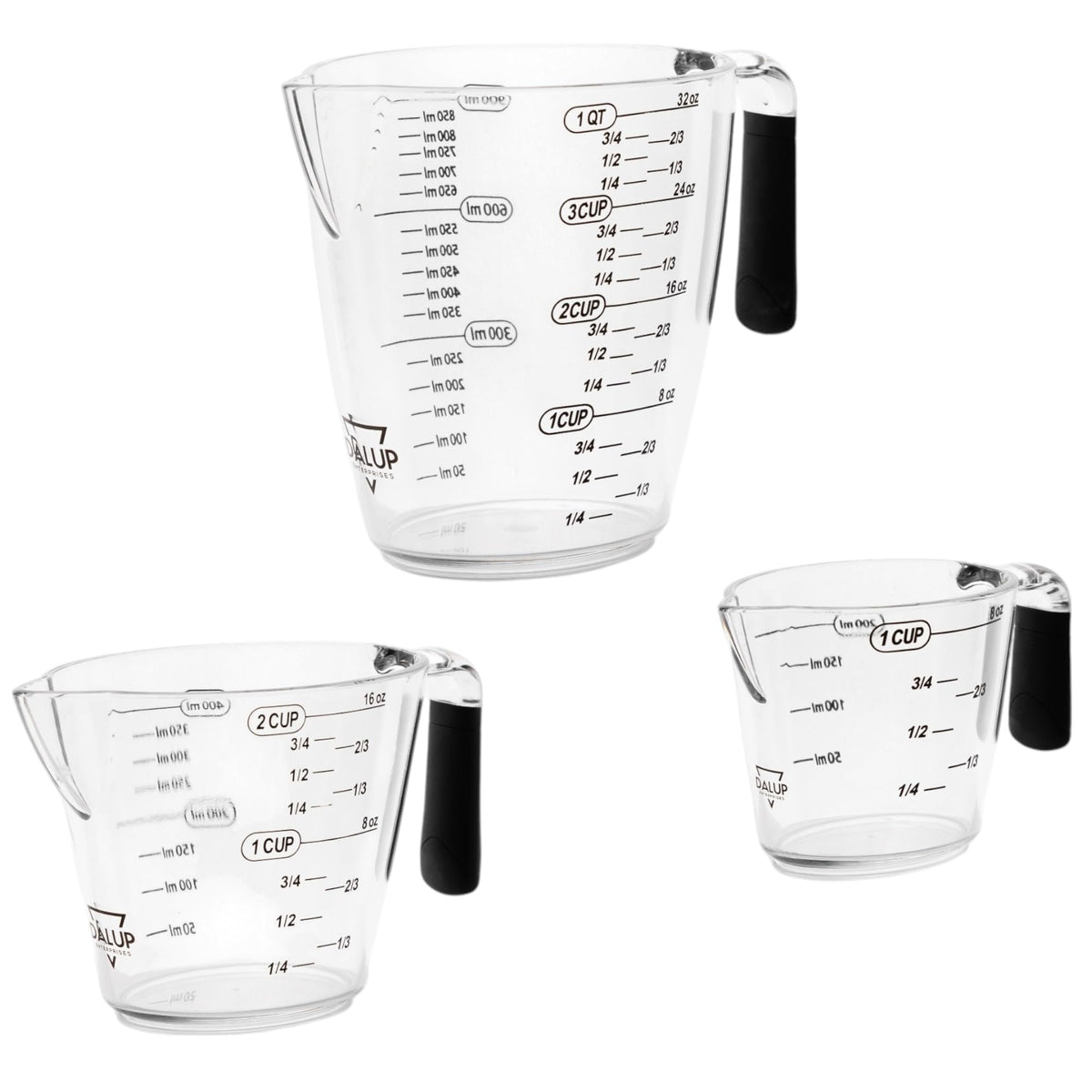 Dalup measuring cups 8oz clear body with angled design for easy readability of measurements