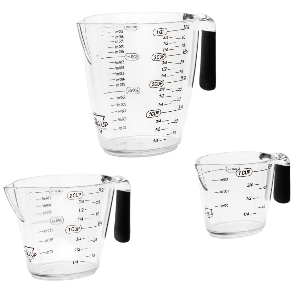 Dalup measuring cups 8oz clear body with angled design for easy readability of measurements