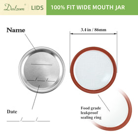 Dalzom ball and Kerr compatible lids secure wide-mouth jars for canning