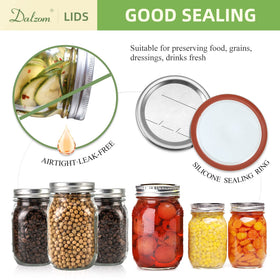 Dalzom lid assembly on wide-mouth jar demonstrating airtight fit.