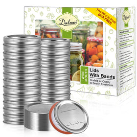 Dalzom wide mouth lids with rings for secure sealing on jars.