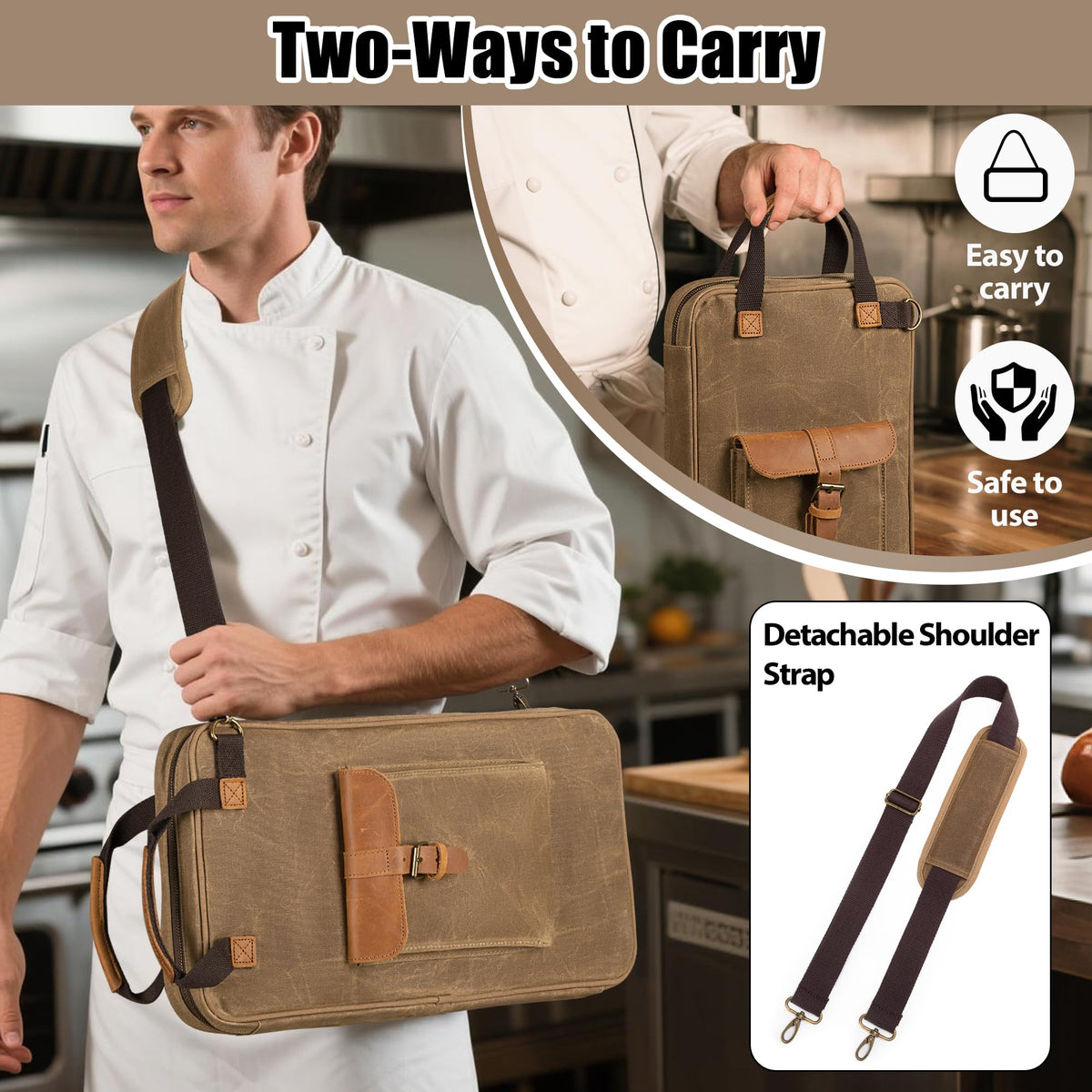 Damero bag in use at catering event demonstrates practical organization