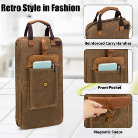 Damero bag interior shows elastic bands and hooks keeping knives secure during transport