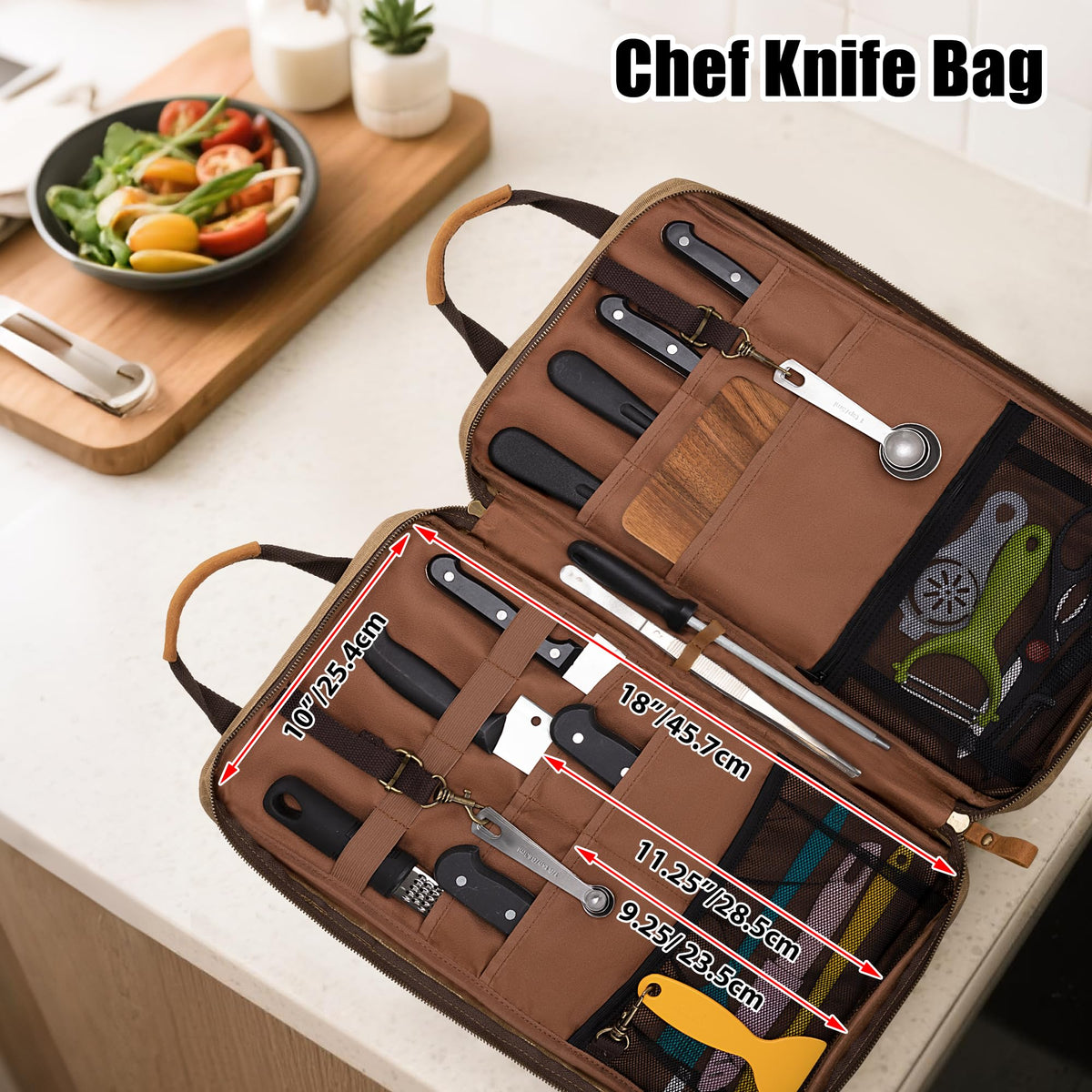 Damero waxed canvas knife bag close-up highlights durable stitching and rugged material