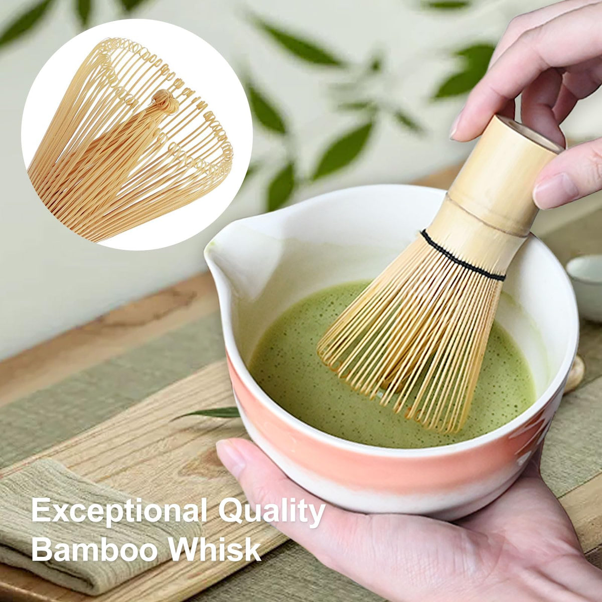 DAMI green matcha whisk set with fine-mesh sifter for smooth powder