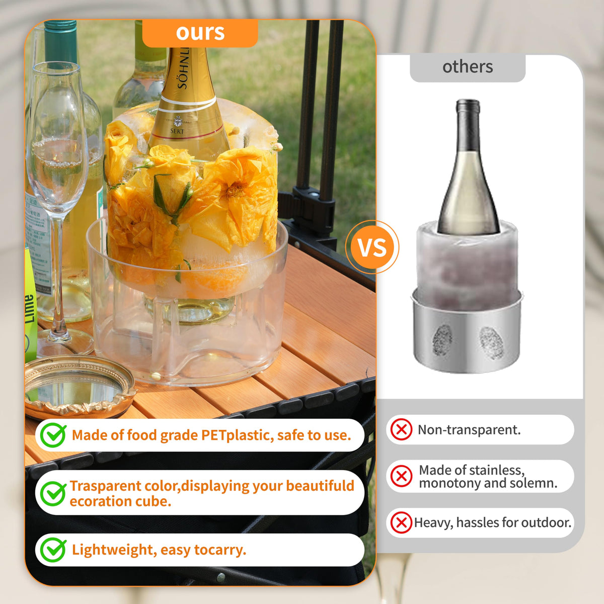 DamonLight wine bottle chiller keeps drinks cool during celebrations.