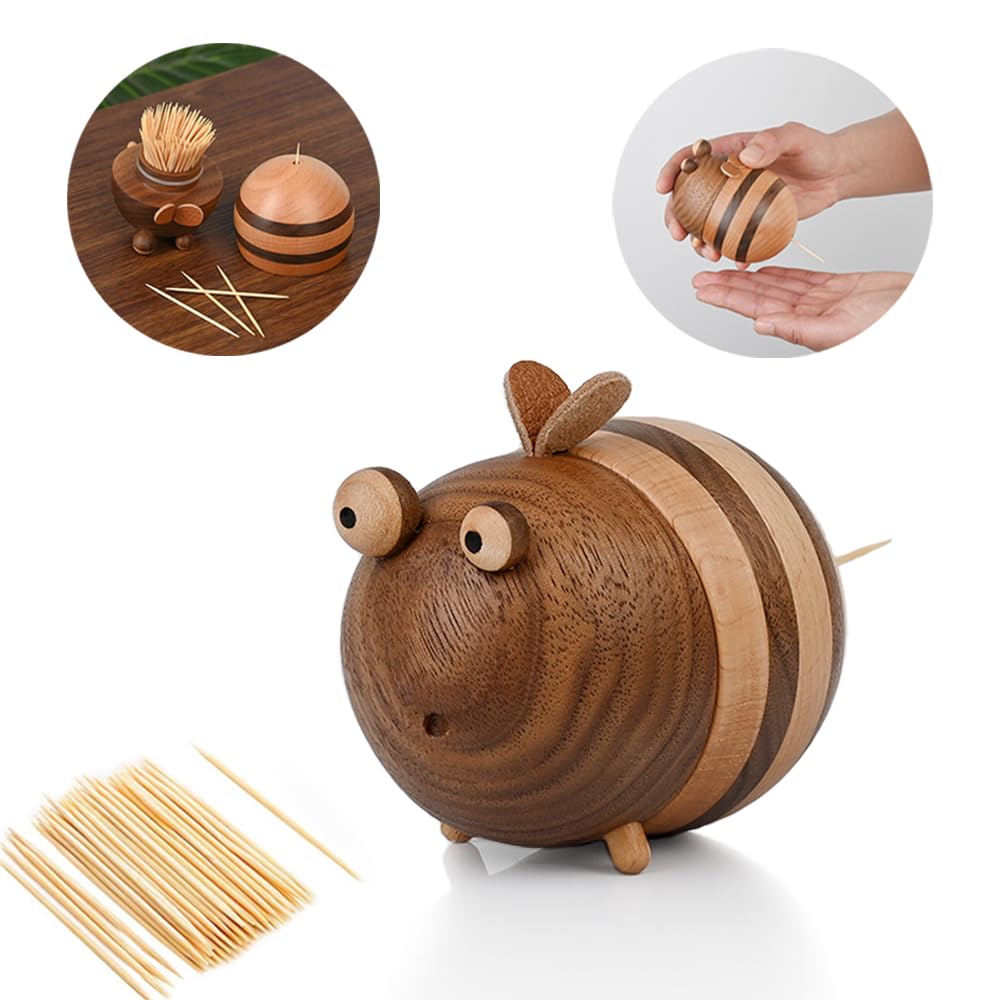 Damuzhi bee toothpick holder dispenser on table adds playful charm and function.