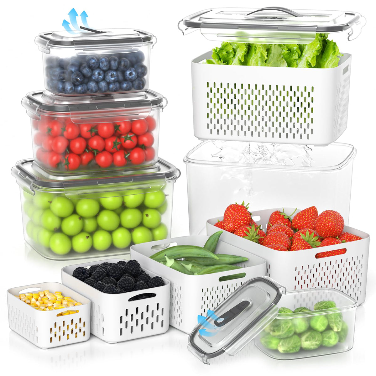 Damynuo 5-pack fridge fruit storage containers for organized produce