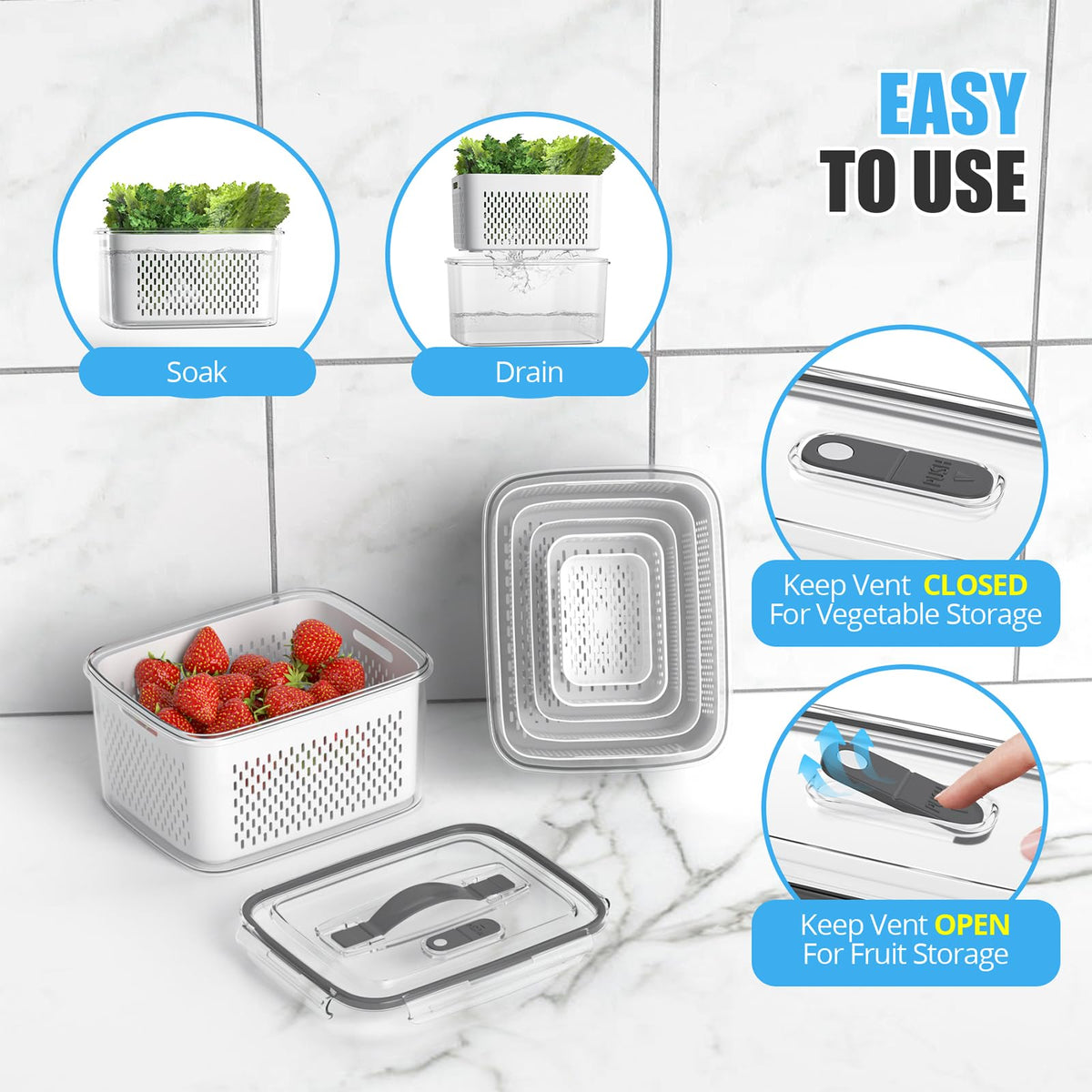 Damynuo airtight lids with hidden handles keep contents secure in the fridge