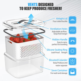 Damynuo fridge organizer bin with colander for drainage
