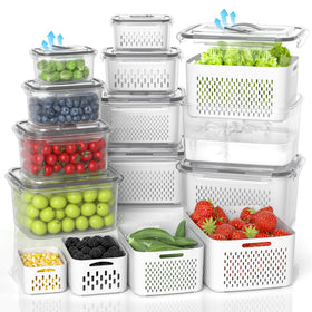 Damynuo fruit storage containers set with vented lids for organized fridge freshness