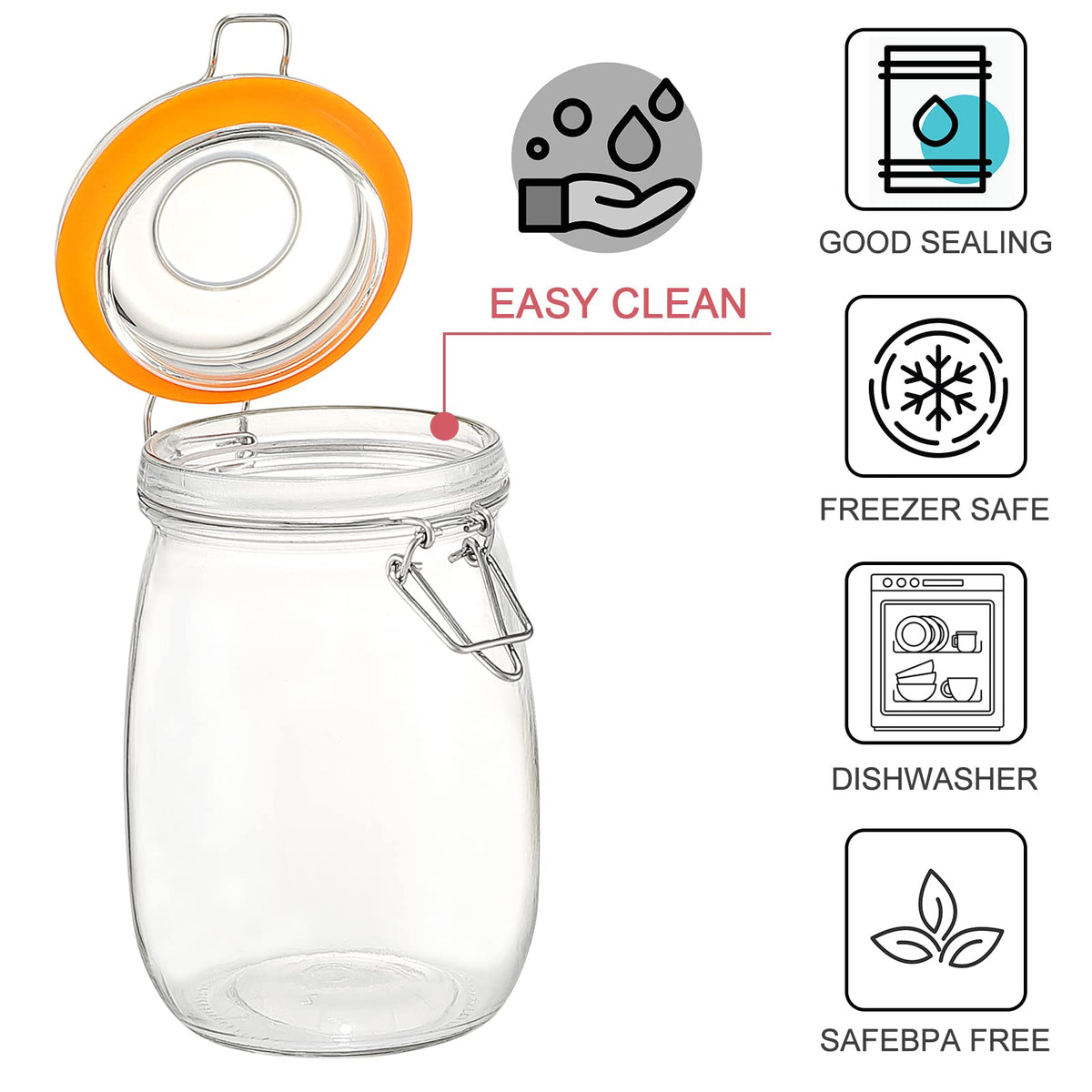 DANALLAN airtight snap-fit lid seals freshness for liquids and dry goods.