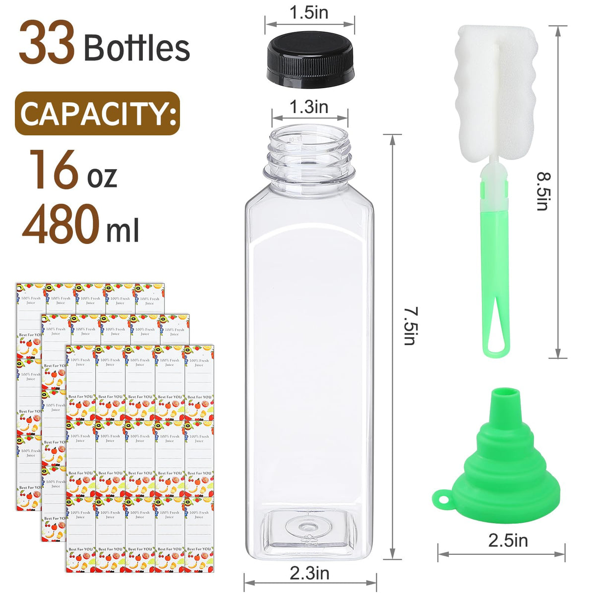DANALLAN BPA-free clear bottle with caps for safe, transparent storage.