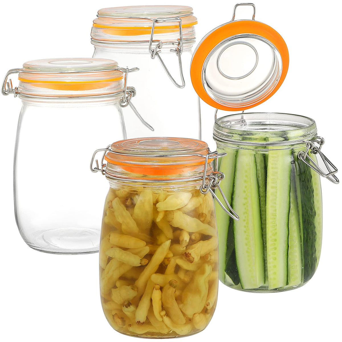 DANALLAN wide-mouth mason jar 32oz set with airtight lid for pantry organization.